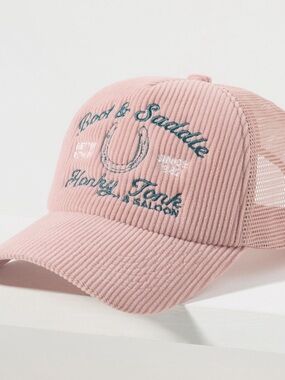 Anthropologie Worn/West Pink Corduroy Trucker Hat